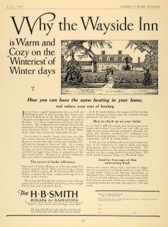1926 Ad H B Smith Boilers Radiators Heating Wayside Inn   ORIGINAL 