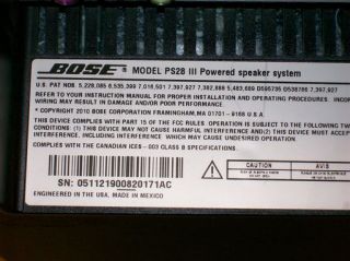 Bose PS28 III Powered Speaker System Subwoofer for T20 V25 V35 28 38 