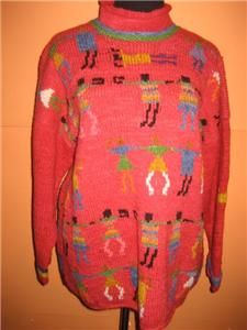 Amano Bolivia People Turtleneck Sweater Handknit Wool 1x 2X
