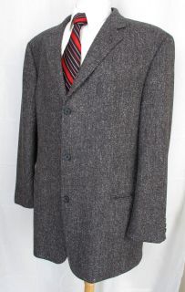 Hugo Boss Tweed Sport Coat Blazer Gray Black Einstein Italy Wool 48L 