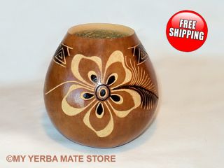 Yerba Mate Kit Artisan Gourd Bombilla Flower 