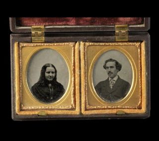   Cased Pair Ambrotype Portraits by w Boswell Norwich C 1860