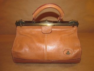 Bonia Vintage Tan Leather Top Handle Structured Doctor Satchel Carry 