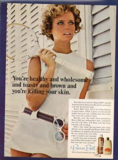Cheryl Tiegs for Bonne Bell Sure Tan Lotion Ad 1967