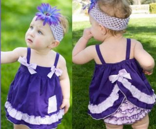 Babylove Dress and Bloomer Ruffle Butt Set Purple Cute