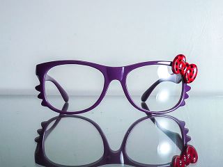   Wayfarer style Hello Kitty Clear Glasses Sunglasses Purple Red Bow