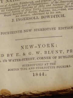1844 Edition Bowditchs Practical Navigator Very Rough