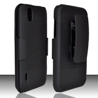 Boost Mobile LG Marquee LS855 Ignite Black Hard Case Belt Clip Holster 