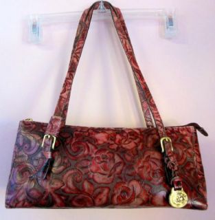 brahmin rose detailed handbag purse pocketbook color reds bag height 5 