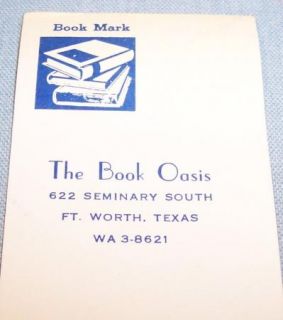 Vintage Paper Bookmark The Book Oasis ft Worth Texas
