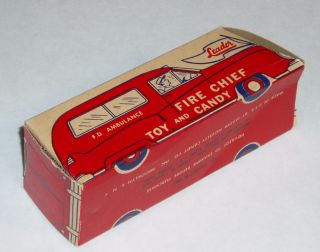 1940s Leader Fire Chief Candy Box Ambulance Fire Deptartment Engine 