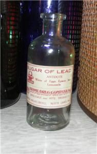 Poison Bottle/Apothecary SUGAR of LEAD Skull label 6 MINT COND