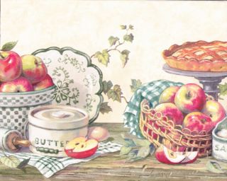 Country Kitchen Grannys Apple Pie Berautiful Wallpaper Border Wall 