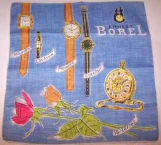 Ernest Borel Watches Vintage Hankerchief Blue Cotton Mint Condition 