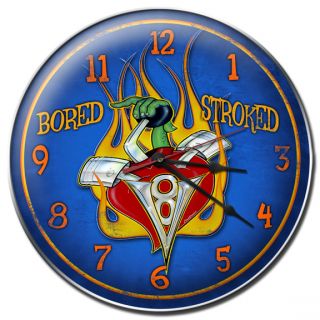 Bored & Stroked V8 Rat Rod Fink Shifter 14 Metal Shop Garage Clock 
