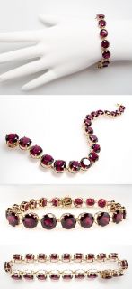 Rhodolite Garnet Tennis Bracelet Natural Gemstones 14K Gold skuwm7781