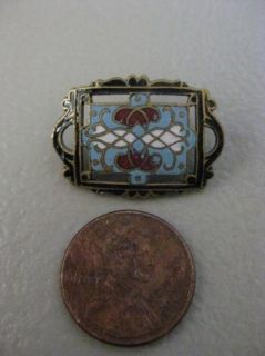 Vintage Enamel Victorian Style Cloisonne Button Brass Old