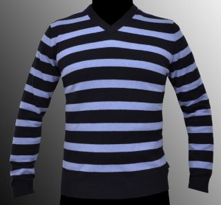 New Hugo Boss Mens Striped V Neck Wool Sweater Sweatshirt Pullover 