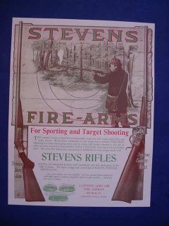 1902 Stevens Arms Hunting Rifle Shotgun Smoking Powder Poster