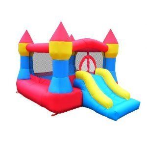    Compact Inflatable Kids Bouncer Bounce House Blower Stakes 250lb Max