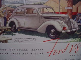1937 Ford Flathead V8 60 HP 27 MPG Tudor Sedan Poster