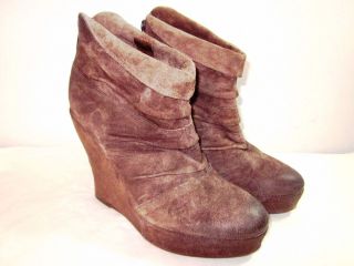 NEW Boutique 9 Becchia Brown Suede Wedge Ankle Boots Booties Womens 8 
