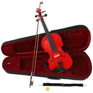 New Crescent 4 4 Red Acoustic Violin Case Bow Rosin