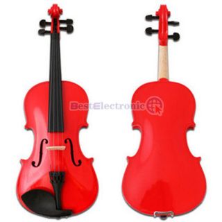 New 4/4 Full Size Red Acoustic Violin + Case Bow Rosin