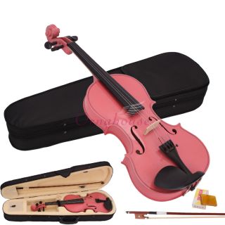new 4 4 pink acoustic violin case+ bow rosin