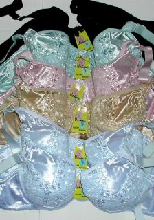 Lot6 Bras Full Figure Wire Beautiful Embroidery 34 36 38 40 42 44 46 