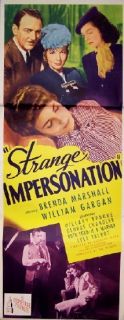   Impersonation 1946 RARE Brenda Marshall Noir Classic Poster
