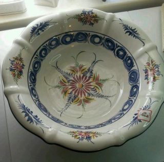 Serving Bowl Pottery Made in Portugal Hand Painted