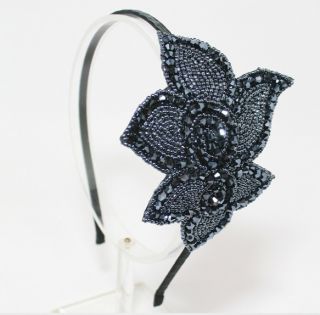 Black Designer Headband Jewelled Beaded Headband Sequins Fascinator 