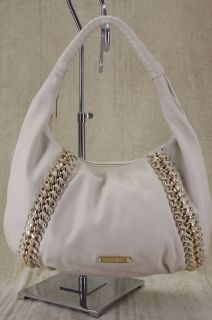   Kors ID Chain Large Vanilla white Leather Hobo Bag Gold Studded