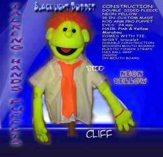 Pro Black Light Puppet by THP Cliff Neon Yellow Fleece