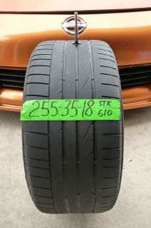 Bridgestone Potenza RE050A 255 35 18 RUN FLAT RFT used tire 40% LIFE 