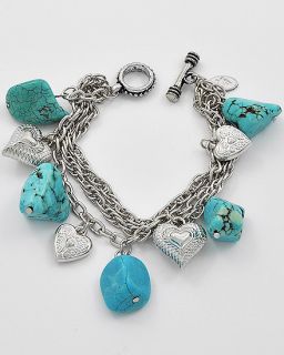 New Genuine Turquoise Charm Heart Bracelet Gemstone Southwest Silver 