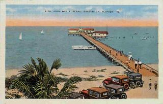 Bradenton Anna Maria Island Florida FL 1940s Beach & Pier Vintage 