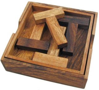  Four T's Wooden Puzzle Brain Teaser