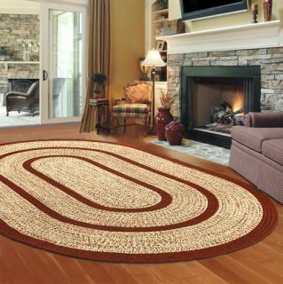 Red Heather w Solids Braided Area Throw Rug 93B