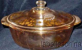 Fire King 2 Quart Covered Casserole Dish Gold Gilt FLAW