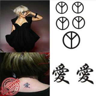 NEW FASHION PEACE SYMBOL CHINESE CHARACTER LOVE TEMPORARY TATTOO SKIN 