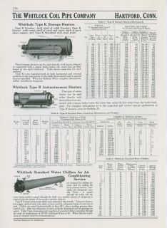 Whitlock Coil Pipe 1940 Ad Storage Heaters Water Chillers Steam Boiler 