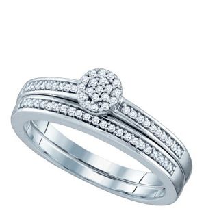 Diamond Bridal Set Wedding Ring 0 20 Ct Round Cut 10K White Gold 64690 