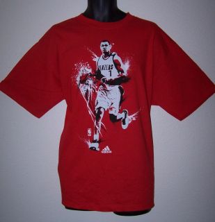 Adidas New Blazers Brandon Roy NBA T Shirt L Red Basketball 