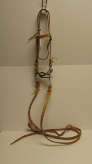Used Leather Western Bridle w Reins Bit Curbstrap Pony 25845