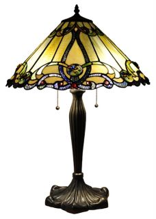 Handcrafted Victorian Styled Tiffany Style Stained Glass Table Lamp w 