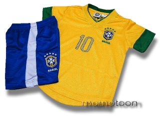 Toddler Baby 10 Brazil National Soccer Jersey Short Outfit Set xmas 