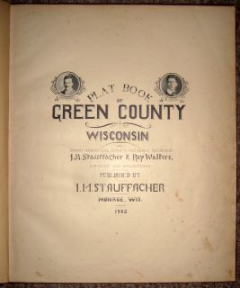 Green County Wisconsin Atlas Plat Book 1902 New Glarus Monroe Cheese 
