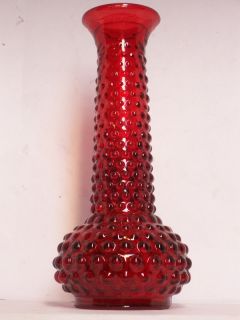 Vintage Glass E O Brody Ruby Red Hobnail Vase M2000 USA